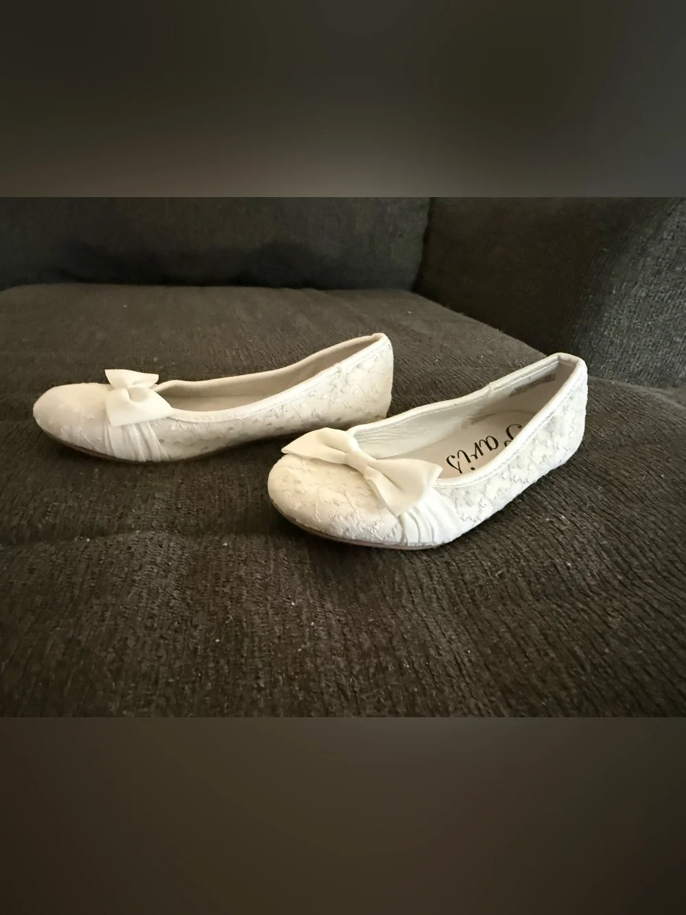 Paris Blues White Lace Bow Ballet Flats for Kids